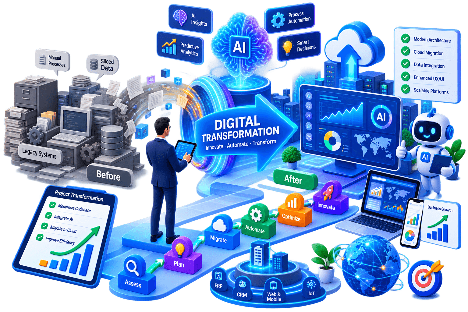 Intelligent corporate digital transformation blueprints showcase