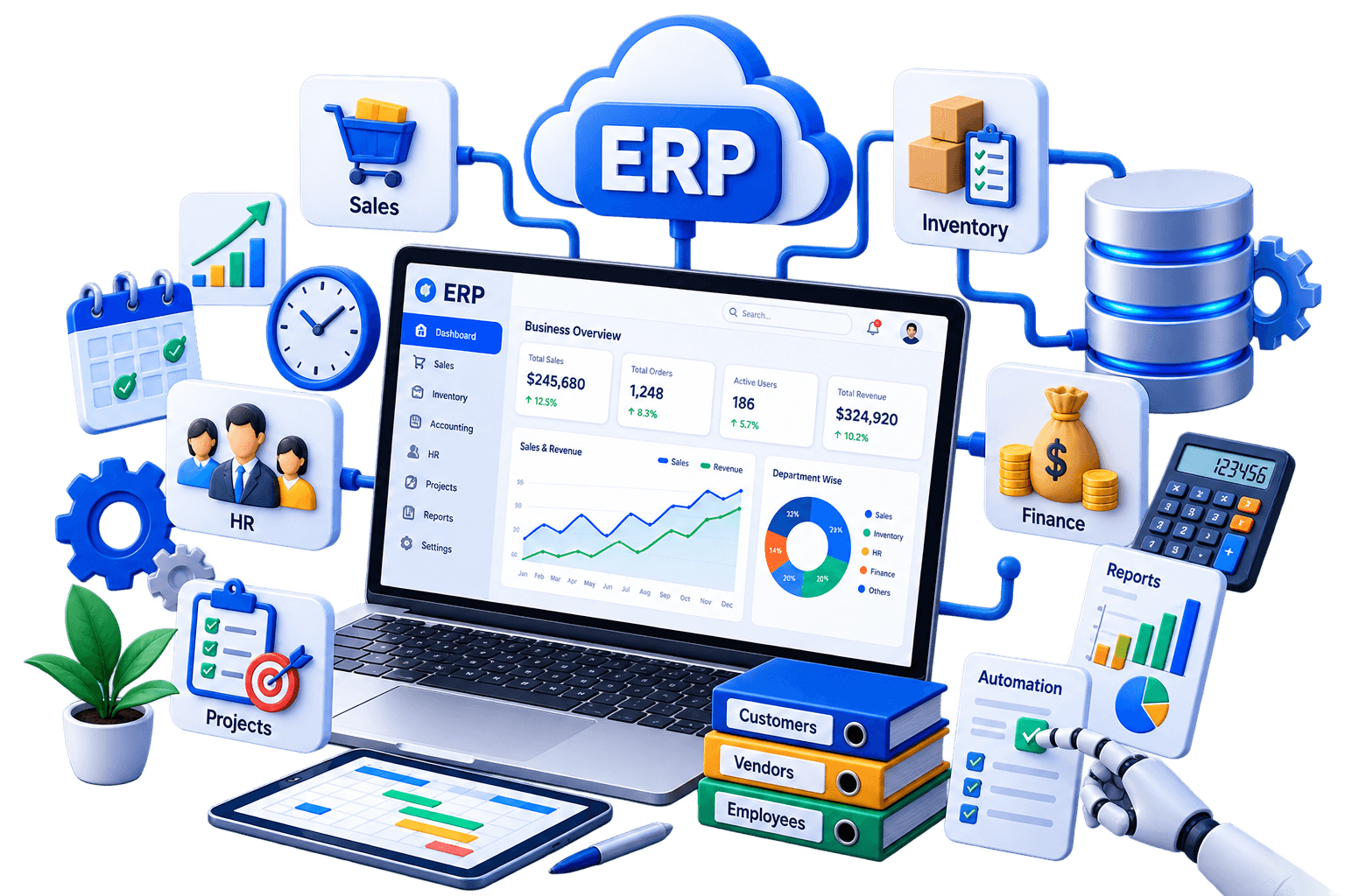 High performance custom enterprise ERP solutions graphic