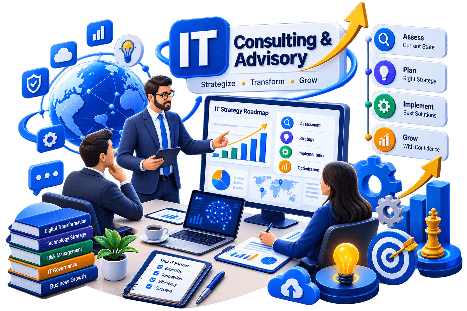Strategic enterprise IT consulting services graphic